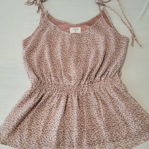 Sienna Sky Women Top Shirt Multicolor Pink Floral Spaghetti Strap Elastic Waist